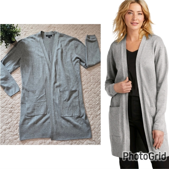 Mercer + Mettle Gray Refined Knit Open-Front Long Cardigan Sweater, Size XL - Picture 7 of 7
